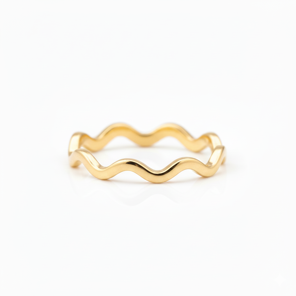 Anillo Olas Dorado