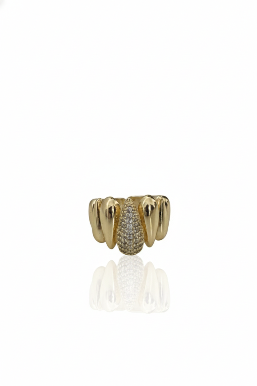 Anillo Gota Dorado con Zirconias